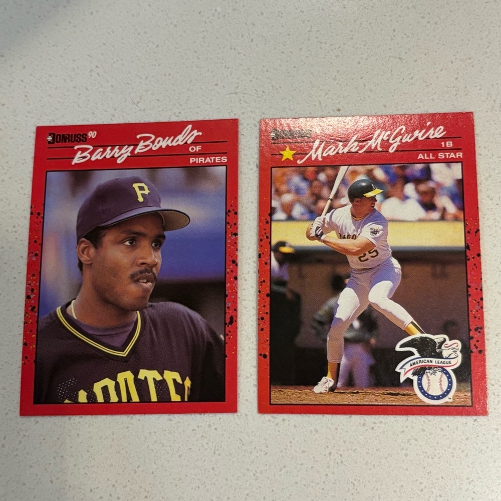 Donruss 90 Barry Bonds and Mark McGwire Baseball Cards